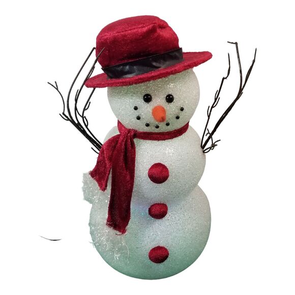 Snowman 17" Christmas Light Up Changes Colors Winter Red Top Hat Scarf LED Video - Picture 2 of 5